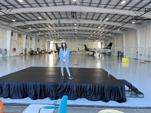 Stage setup at a Charlotte pop-up event